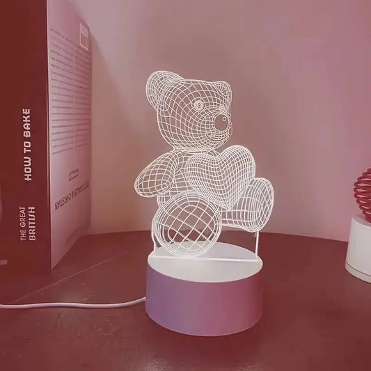3D Cartoon LED Bedside Lamp - DIY Acrylic Gift